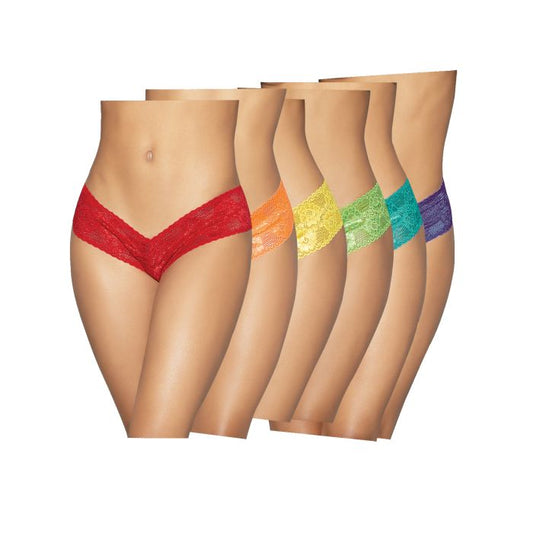 6 pc Low Rise Neon Pride Panty Pack Asst. Colors O/S