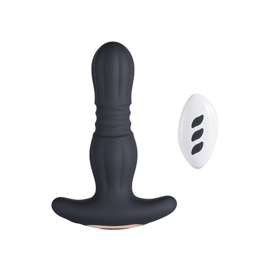 Powerful Thrusting Butt Plug w/ Remote Control - Black