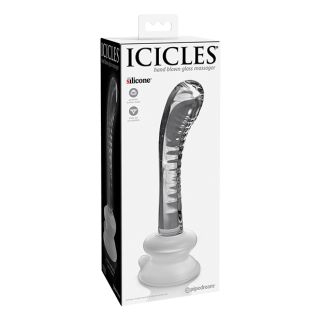 Icicles No. 88 Hand Blown Glass G-Spot Massager w/Suction Cup -  Clear