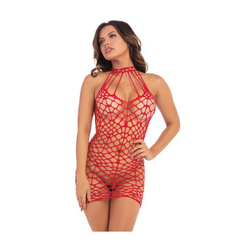 Shredded Mini Dress Red O/S