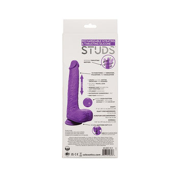 Silicone Studs Rechargeable Gyrating & Thrusting Vibrator - Purple