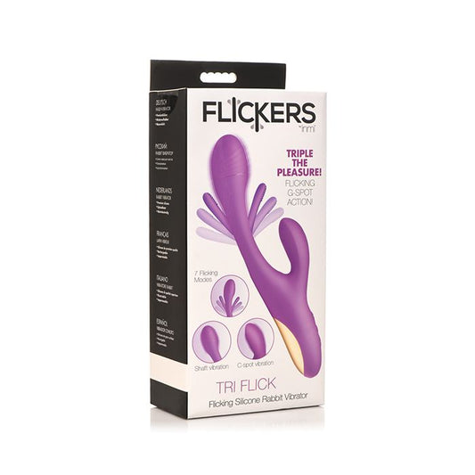 Tri-Flick Flicking Rabbit Vibrator - Purple