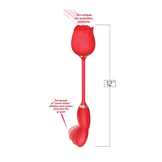 Untamed Rose Suction & Come Hither Vibrator - Red